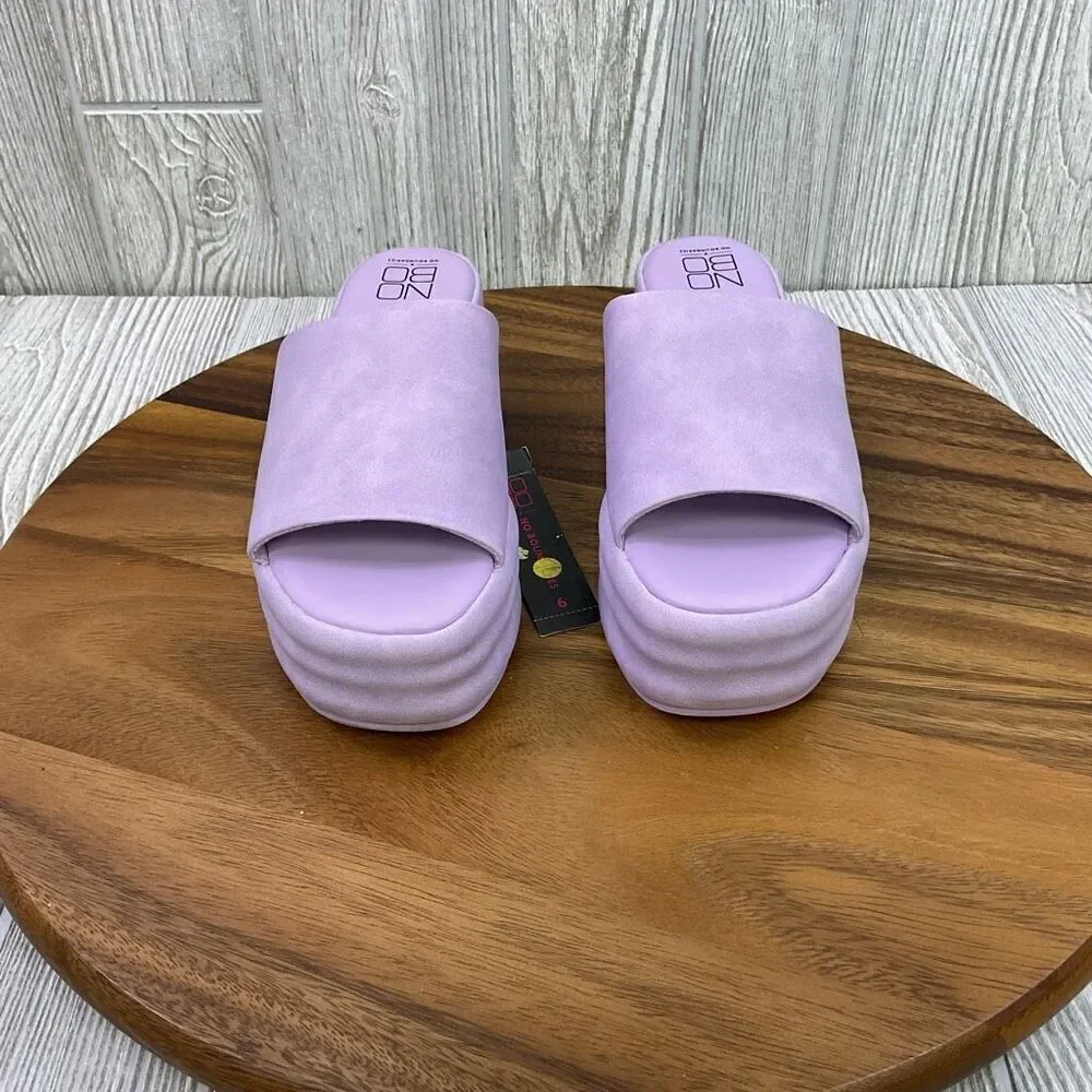 Brand New NOBO No Boundaries Women's 6 Purple Platform Slip on Sandals Open
